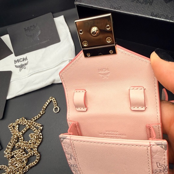 MCM Pink Leather Mini Belt Bag Crossbody - Picture 7 of 13